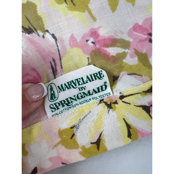Vintage Springmaid Marvellaire Twin Flat Sheet Pink & Yellow Floral 50% Cotton 5 - Picture 3 of 5
